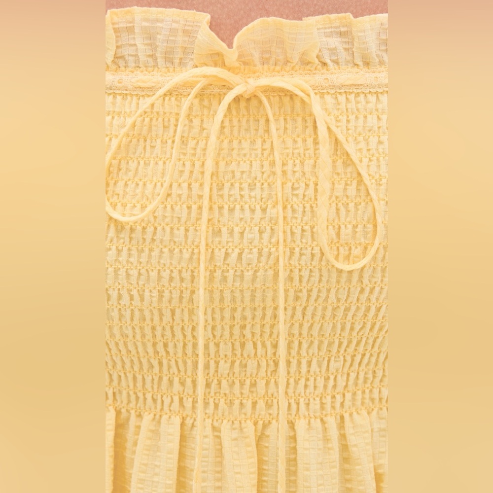 Hill House Scarlett Nap Dress Butter Yellow Tonal Seersucker Midi - Picture 5 of 12